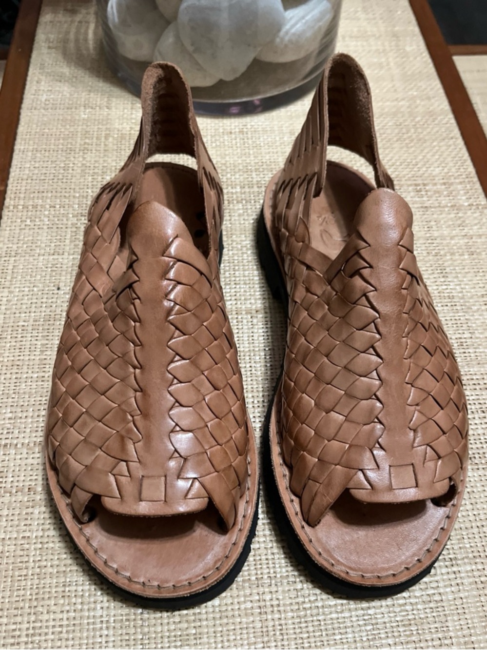 New! Brand X  Leather Ranchero Huarache Slip-Ons in Nude Tan